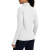 imageMAGCOMSEN Womens Quarter Zip Fleece Pullover Mock Neck Thermal Shirts with Zip Pocket Athletic Running TopsWhite