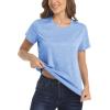 imageMAGCOMSEN Womens Short Sleeve Quick Dry TShirt Cool Wicking Moisture Workout Athletic Hiking Running Yoga Gym 2 Pack2 Packlight Grey light Blue