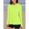 imageMAGCOMSEN Womens Sun Hoodie UPF 50 Long Sleeve Shirts for Hiking Fishing Athletic Lightweight UV HoodieFluorescent Green