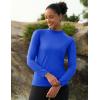 imageMAGCOMSEN Womens Thermal Shirts Mock Turtleneck Fleece Lined Long Sleeve Workout Tops Underwear Base Layer RunningColour Blue