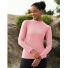 imageMAGCOMSEN Womens Thermal Shirts Mock Turtleneck Fleece Lined Long Sleeve Workout Tops Underwear Base Layer RunningLight Pink