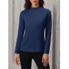 imageMAGCOMSEN Womens Thermal Shirts Mock Turtleneck Fleece Lined Long Sleeve Workout Tops Underwear Base Layer RunningNavy