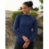 imageMAGCOMSEN Womens Thermal Shirts Mock Turtleneck Fleece Lined Long Sleeve Workout Tops Underwear Base Layer RunningNavy