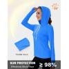 imageMAGCOMSEN Womens UPF 80 Sun Protection Hoodie Shirt Long Sleeve Outdoor Hiking Fishing Rash Guard with PocketAzure