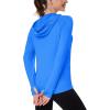 imageMAGCOMSEN Womens UPF 80 Sun Protection Hoodie Shirt Long Sleeve Outdoor Hiking Fishing Rash Guard with PocketAzure