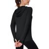 imageMAGCOMSEN Womens UPF 80 Sun Protection Hoodie Shirt Long Sleeve Outdoor Hiking Fishing Rash Guard with PocketBlack
