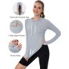 imageMAGCOMSEN Womens UPF 80 Sun Protection Hoodie Shirt Long Sleeve Outdoor Hiking Fishing Rash Guard with PocketBrightgray
