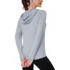 imageMAGCOMSEN Womens UPF 80 Sun Protection Hoodie Shirt Long Sleeve Outdoor Hiking Fishing Rash Guard with PocketBrightgray