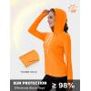 imageMAGCOMSEN Womens UPF 80 Sun Protection Hoodie Shirt Long Sleeve Outdoor Hiking Fishing Rash Guard with PocketFrorange