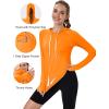 imageMAGCOMSEN Womens UPF 80 Sun Protection Hoodie Shirt Long Sleeve Outdoor Hiking Fishing Rash Guard with PocketFrorange