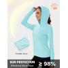 imageMAGCOMSEN Womens UPF 80 Sun Protection Hoodie Shirt Long Sleeve Outdoor Hiking Fishing Rash Guard with PocketLight Lake Blue