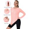 imageMAGCOMSEN Womens UPF 80 Sun Protection Hoodie Shirt Long Sleeve Outdoor Hiking Fishing Rash Guard with PocketLightpink