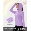 imageMAGCOMSEN Womens UPF 80 Sun Protection Hoodie Shirt Long Sleeve Outdoor Hiking Fishing Rash Guard with PocketLightpurple