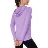 imageMAGCOMSEN Womens UPF 80 Sun Protection Hoodie Shirt Long Sleeve Outdoor Hiking Fishing Rash Guard with PocketLightpurple