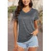 imageMAGCOMSEN Womens V Neck Workout Shirts Short Sleeve Moisture Wicking Yoga TShirts Quick Dry Athletic TopsDark Grey