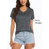 imageMAGCOMSEN Womens V Neck Workout Shirts Short Sleeve Moisture Wicking Yoga TShirts Quick Dry Athletic TopsDark Grey