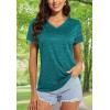 imageMAGCOMSEN Womens V Neck Workout Shirts Short Sleeve Moisture Wicking Yoga TShirts Quick Dry Athletic TopsEmerald Green