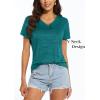imageMAGCOMSEN Womens V Neck Workout Shirts Short Sleeve Moisture Wicking Yoga TShirts Quick Dry Athletic TopsEmerald Green