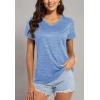 imageMAGCOMSEN Womens V Neck Workout Shirts Short Sleeve Moisture Wicking Yoga TShirts Quick Dry Athletic TopsLight Blue