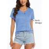 imageMAGCOMSEN Womens V Neck Workout Shirts Short Sleeve Moisture Wicking Yoga TShirts Quick Dry Athletic TopsLight Blue