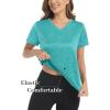imageMAGCOMSEN Womens V Neck Workout Shirts Short Sleeve Moisture Wicking Yoga TShirts Quick Dry Athletic TopsLight Green