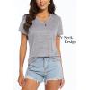 imageMAGCOMSEN Womens V Neck Workout Shirts Short Sleeve Moisture Wicking Yoga TShirts Quick Dry Athletic TopsLight Grey