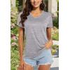 imageMAGCOMSEN Womens V Neck Workout Shirts Short Sleeve Moisture Wicking Yoga TShirts Quick Dry Athletic TopsLight Grey