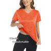 imageMAGCOMSEN Womens V Neck Workout Shirts Short Sleeve Moisture Wicking Yoga TShirts Quick Dry Athletic TopsOrange