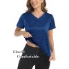 imageMAGCOMSEN Womens V Neck Workout Shirts Short Sleeve Moisture Wicking Yoga TShirts Quick Dry Athletic TopsRoyal Blue