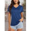 imageMAGCOMSEN Womens V Neck Workout Shirts Short Sleeve Moisture Wicking Yoga TShirts Quick Dry Athletic TopsRoyal Blue