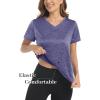 imageMAGCOMSEN Womens V Neck Workout Shirts Short Sleeve Moisture Wicking Yoga TShirts Quick Dry Athletic TopsViolet