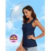 imageMAGCOMSEN Womens Workout Tank Top Athletic Muscle Sleeveless Crew Neck Shirt UPF 80 Moisture Wicking Gym RunningNavy