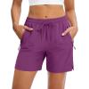 imageMAGCOMSEN Womens 5quot Hiking Shorts UPF 50 Quick Dry Lightweight Athletic Running Golf Summer Casual Shorts with PocketsPurple Red