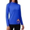 imageMAGCOMSEN Womens Thermal Shirts Mock Turtleneck Fleece Lined Long Sleeve Workout Tops Underwear Base Layer RunningColour Blue