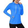imageMAGCOMSEN Womens UPF 80 Sun Protection Hoodie Shirt Long Sleeve Outdoor Hiking Fishing Rash Guard with PocketAzure