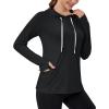 imageMAGCOMSEN Womens UPF 80 Sun Protection Hoodie Shirt Long Sleeve Outdoor Hiking Fishing Rash Guard with PocketBlack