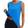 imageMAGCOMSEN Womens Workout Tank Top Athletic Muscle Sleeveless Crew Neck Shirt UPF 80 Moisture Wicking Gym RunningAzure