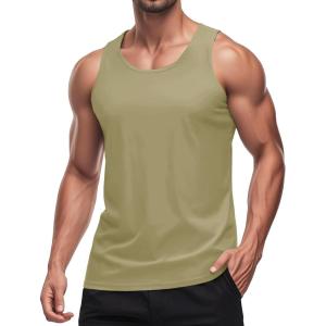 imageMAGCOMSEN Mens Workout Tank Tops Undershirt Cotton Muscle Athletic Sleeveless Shirts for GymDull Cyan