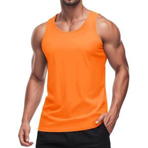 imageMAGCOMSEN Mens Workout Tank Tops Undershirt Cotton Muscle Athletic Sleeveless Shirts for GymOrange