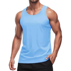 imageMAGCOMSEN Mens Workout Tank Tops Undershirt Cotton Muscle Athletic Sleeveless Shirts for GymWaterfall Blue