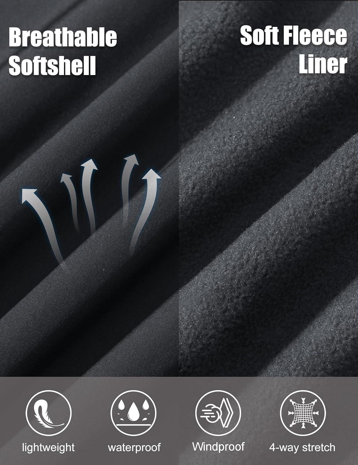 imageMAGCOMSEN Mens Lightweight Softshell Jacket Fleece Lined Tactical Waterproof Windbreaker Rain Jacket for Outdoor HikingBlack