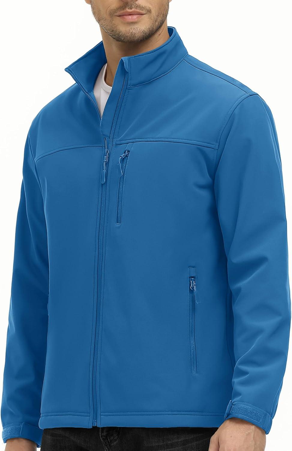 imageMAGCOMSEN Mens Lightweight Softshell Jacket Fleece Lined Tactical Waterproof Windbreaker Rain Jacket for Outdoor HikingBlue Green