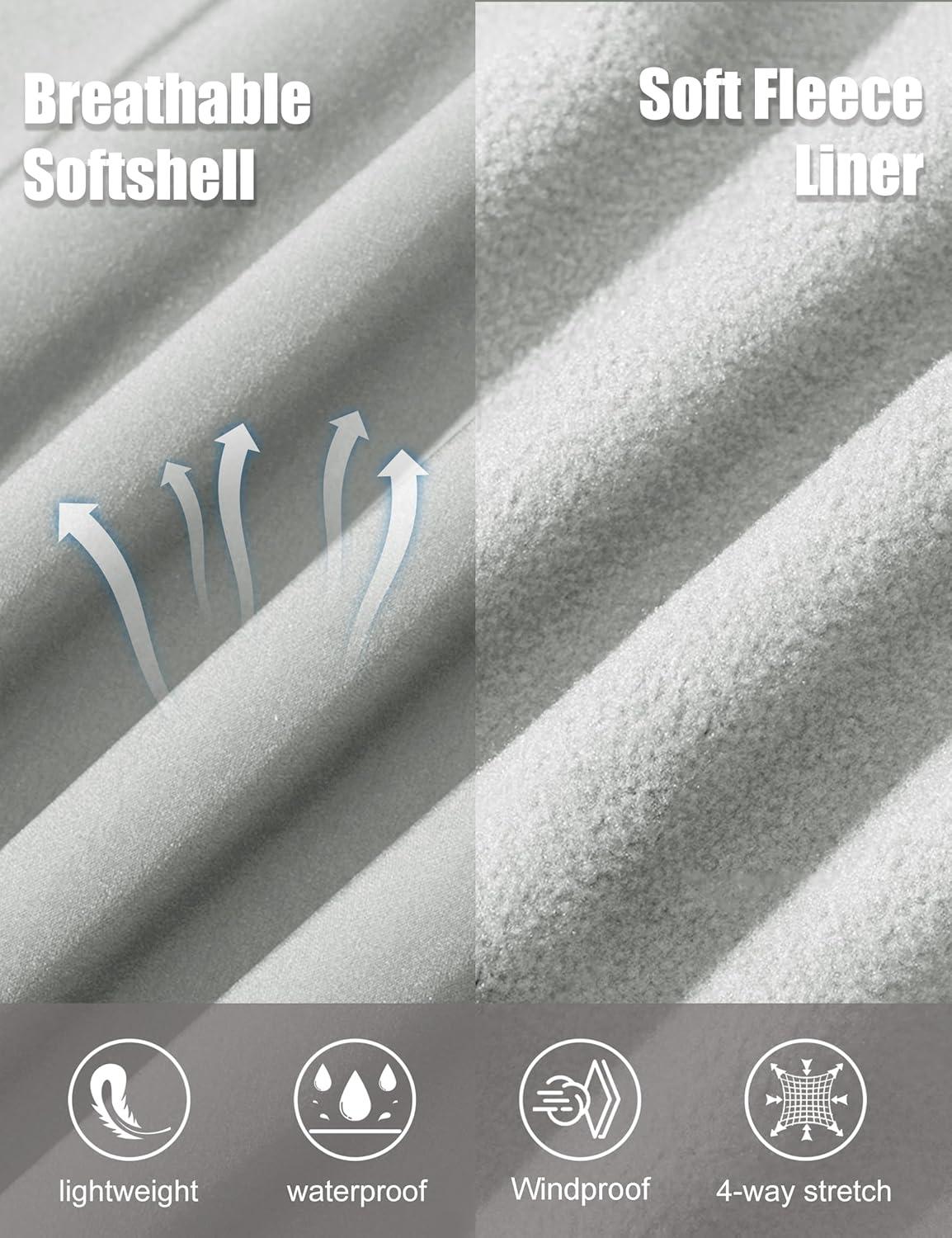 imageMAGCOMSEN Mens Lightweight Softshell Jacket Fleece Lined Tactical Waterproof Windbreaker Rain Jacket for Outdoor HikingLight Grey