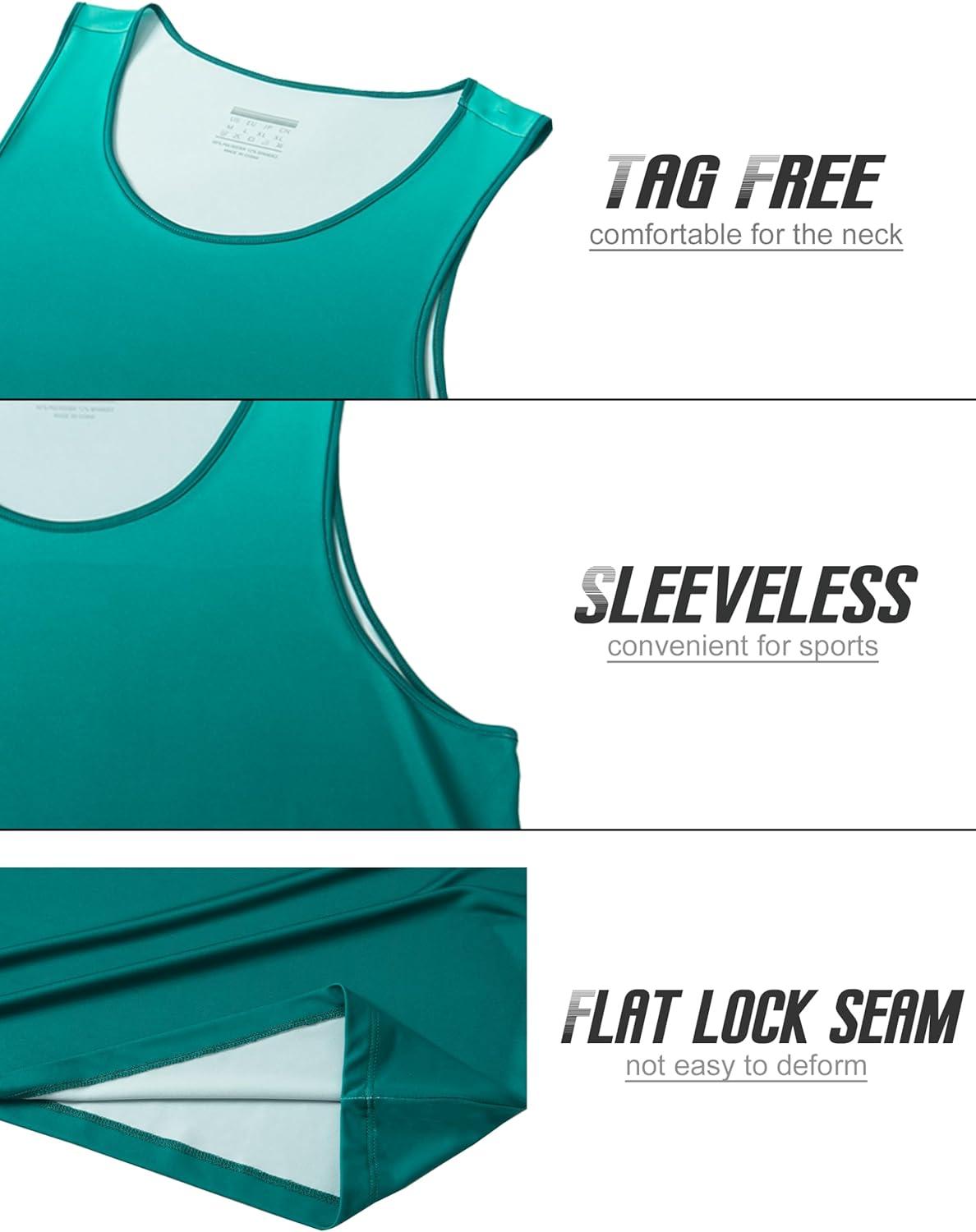 imageMAGCOMSEN Mens Muscle Tank Tops UPF80 Workout Tank Sleeveless Quick Dry Bodybuilding ShirtsGreen