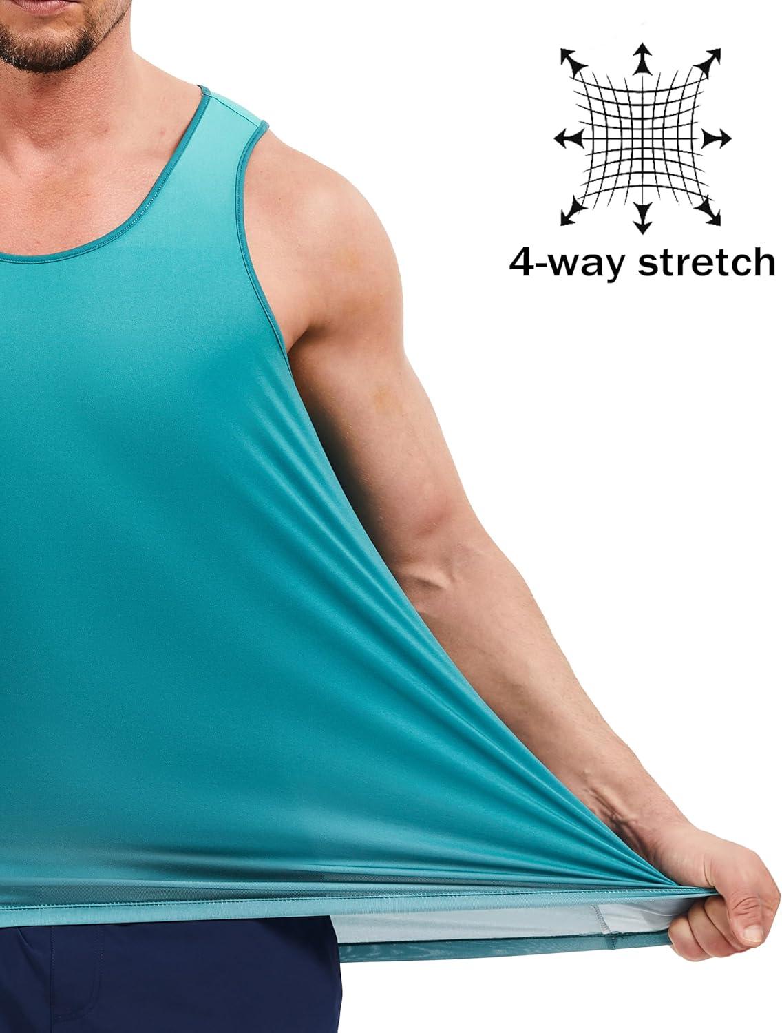 imageMAGCOMSEN Mens Muscle Tank Tops UPF80 Workout Tank Sleeveless Quick Dry Bodybuilding ShirtsGreen