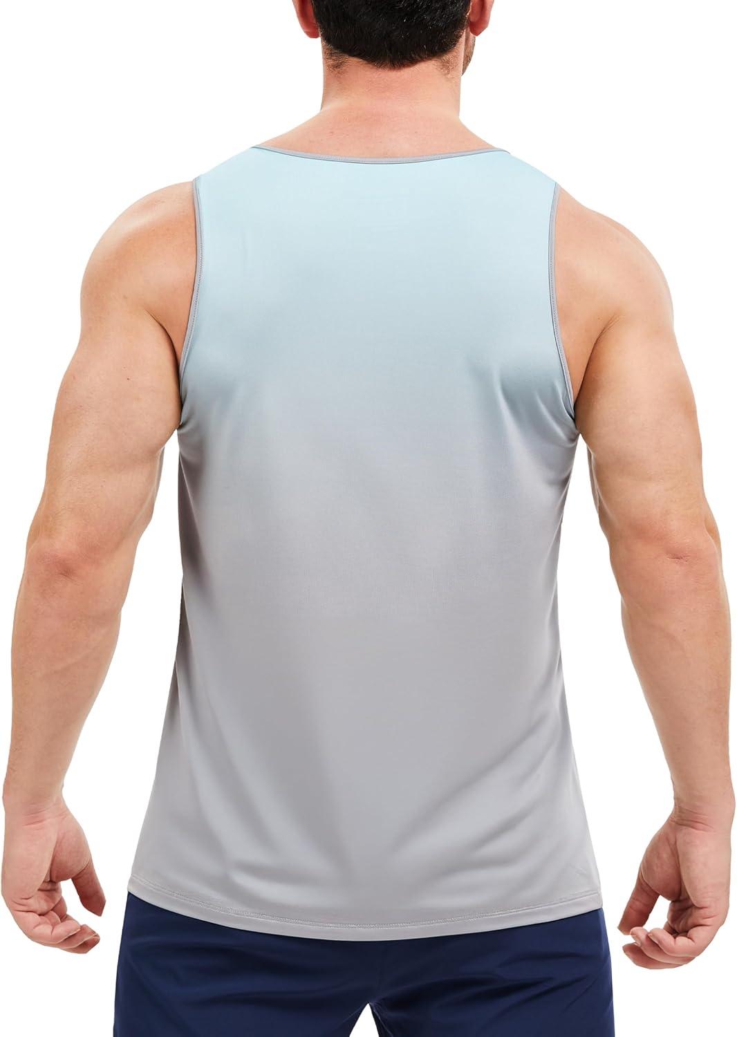 imageMAGCOMSEN Mens Muscle Tank Tops UPF80 Workout Tank Sleeveless Quick Dry Bodybuilding ShirtsGrey Blue