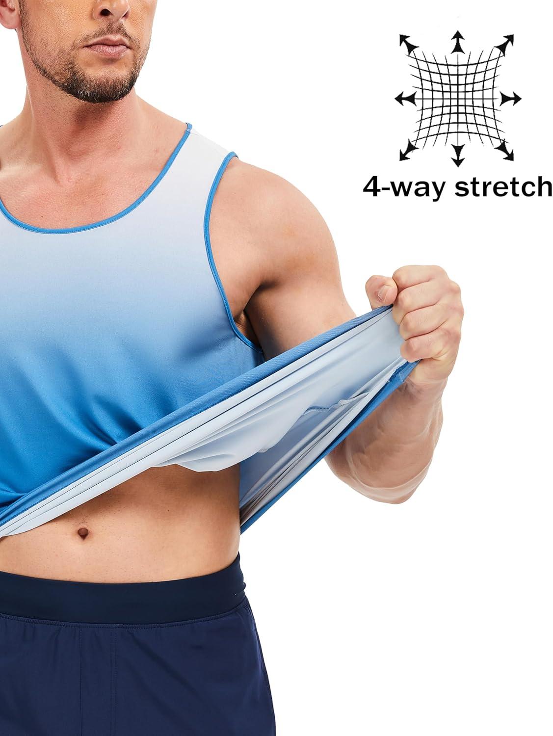 imageMAGCOMSEN Mens Muscle Tank Tops UPF80 Workout Tank Sleeveless Quick Dry Bodybuilding ShirtsWhite Blue