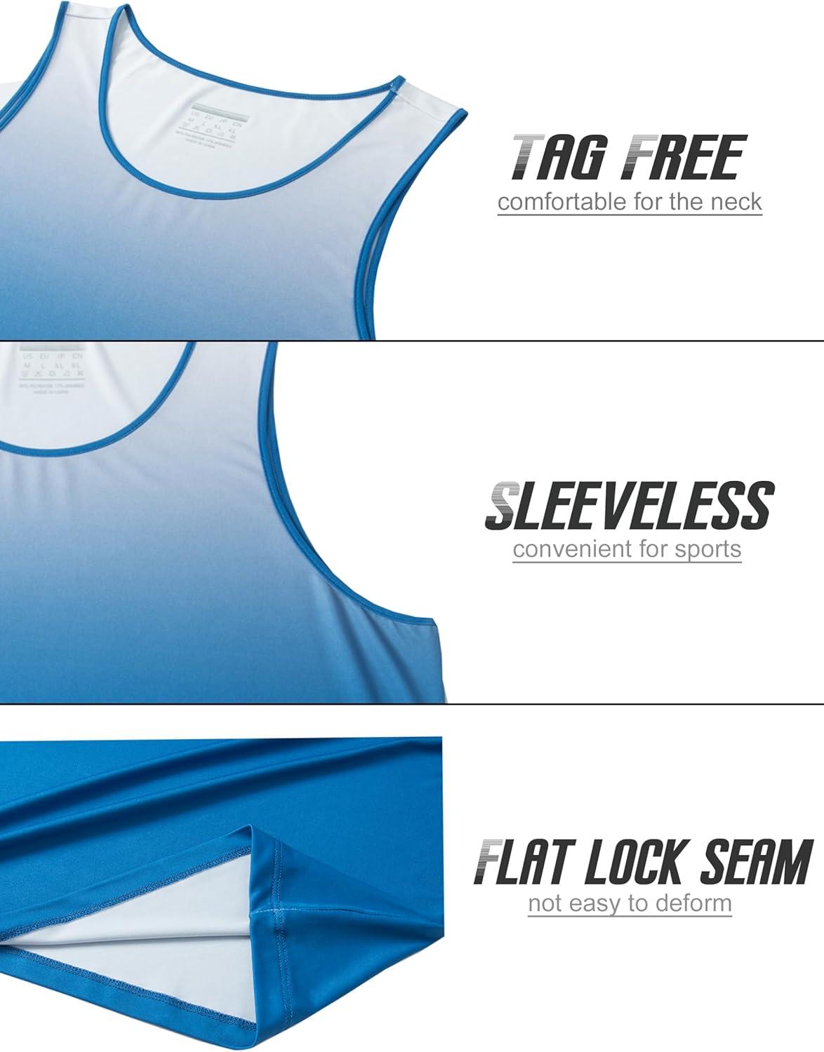 imageMAGCOMSEN Mens Muscle Tank Tops UPF80 Workout Tank Sleeveless Quick Dry Bodybuilding ShirtsWhite Blue