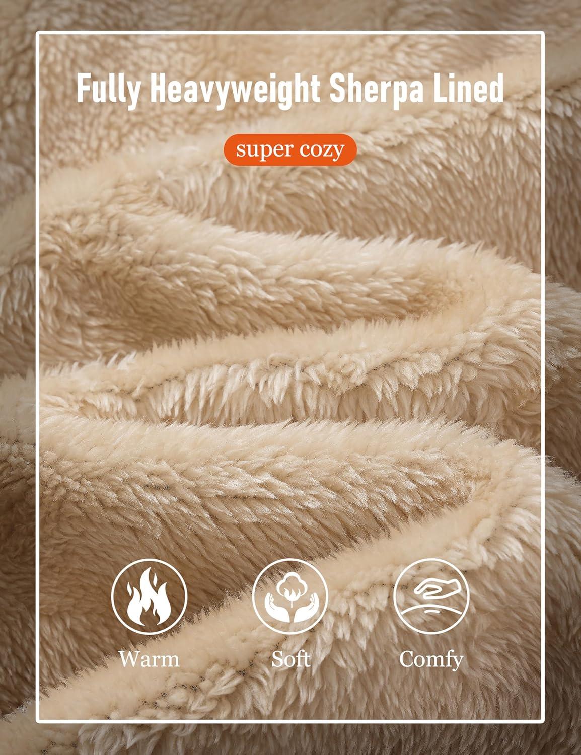 imageMAGCOMSEN Mens Zip Up Hoodie Sherpa Lined Hooded Sweatshirt Winter Heavyweight Hoodies Warm Thick Fleece JacketArmy Green