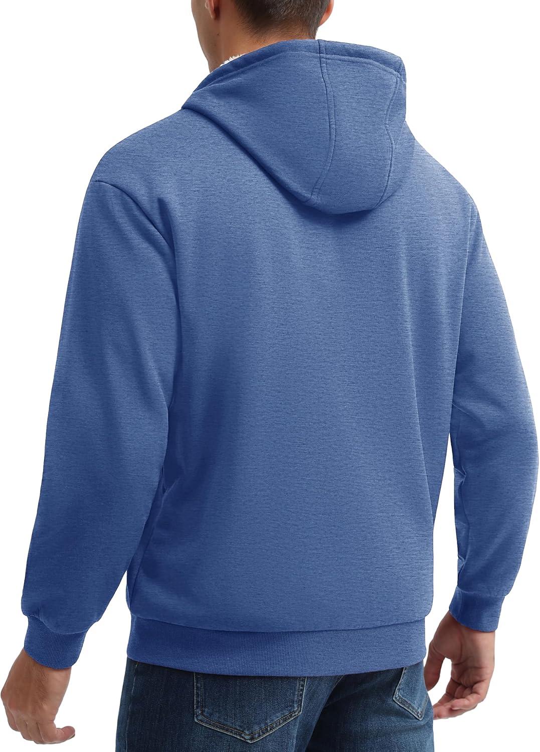 imageMAGCOMSEN Mens Zip Up Hoodie Sherpa Lined Hooded Sweatshirt Winter Heavyweight Hoodies Warm Thick Fleece JacketGray Blue